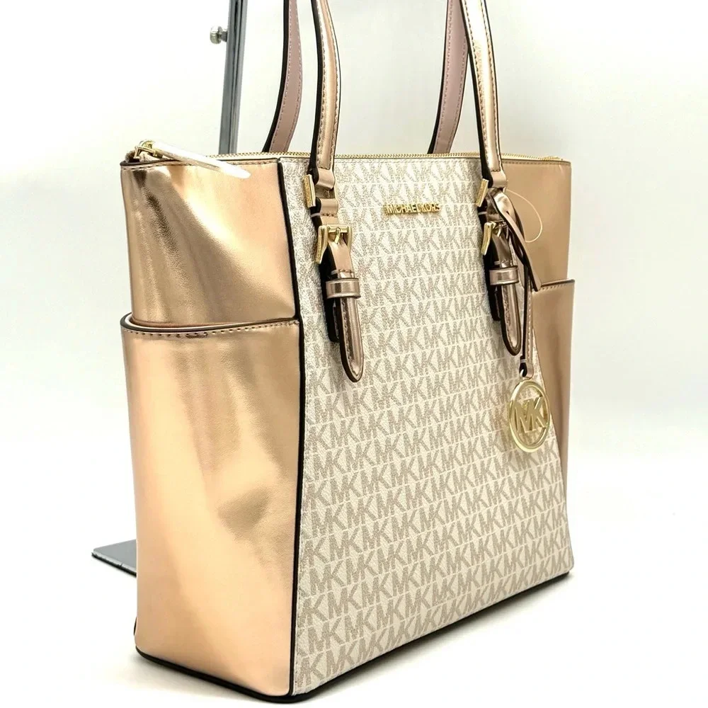 Michael Kors Large Charlotte TZ Tote Bag Rose Gold (NWT)